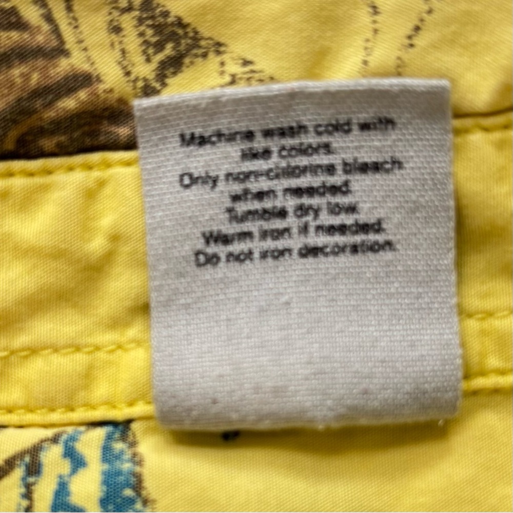 VTG Hang Ten Tiki Print Yellow Short Sleeve Button Down Summer Party Shirt Sz L - Picture 4 of 12